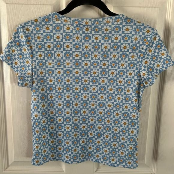 Faded Rose Retro Daisy Crop Top, Sz Large - Picture 10 of 12